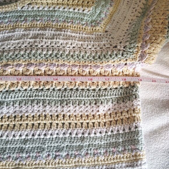 Levon Levin Hand Loomed Striped Crochet Cardigan Pastel Retro 90s Y2K Size Large - Picture 4 of 11